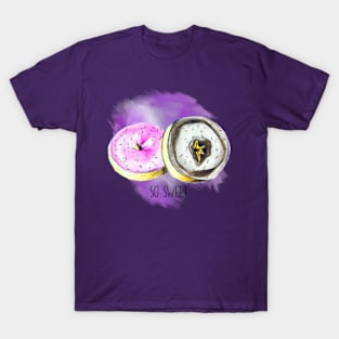 Donuts with Black and Pink Glaze. T-Shirt